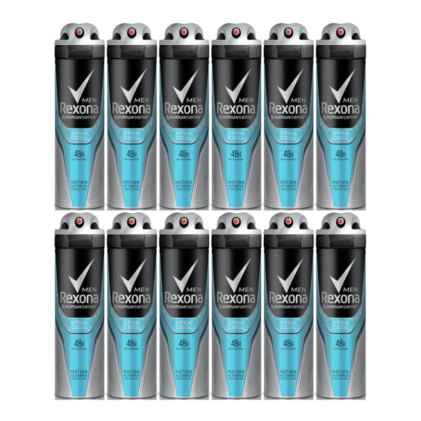 Rexona Motionsense Xtra Cool 48 Hour Body Spray Deodorant, 200ml (Pack of 12)