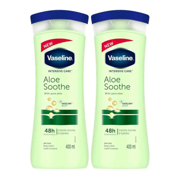 Vaseline Intensive Care Aloe Soothe Body Lotion, 400ml (Pack of 2)