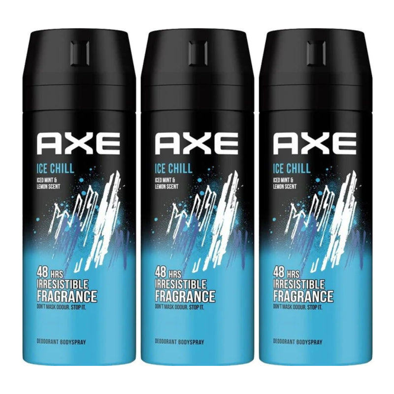 Axe Ice Chill Iced Mint & Lemon Scent Body Spray, 150ml (Pack of 3)