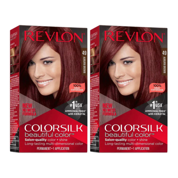 Revlon ColorSilk Beautiful Hair Color - 49 Auburn Brown (Pack of 2)