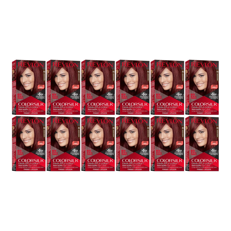 Revlon ColorSilk Beautiful Hair Color - 49 Auburn Brown (Pack of 12)