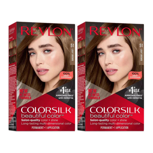 Revlon ColorSilk Beautiful Hair Color - 51 Light Brown (Pack of 2)