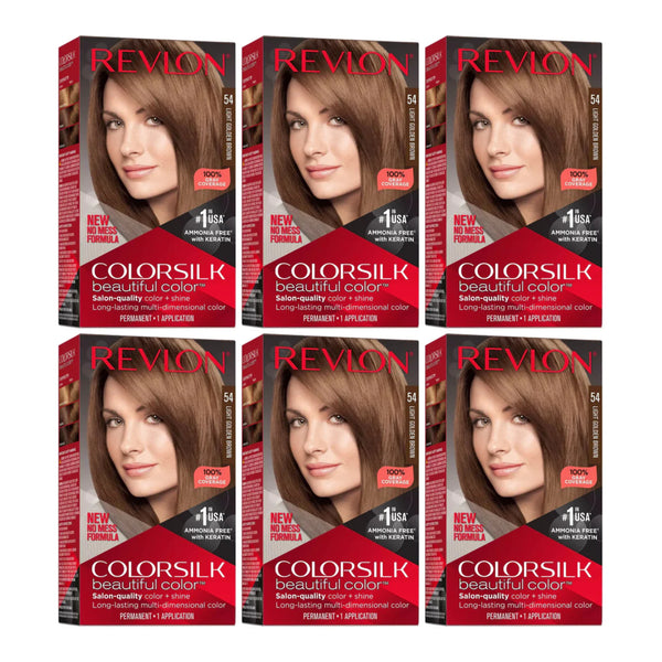 Revlon ColorSilk Hair Color - 54 Light Golden Brown (Pack of 6)