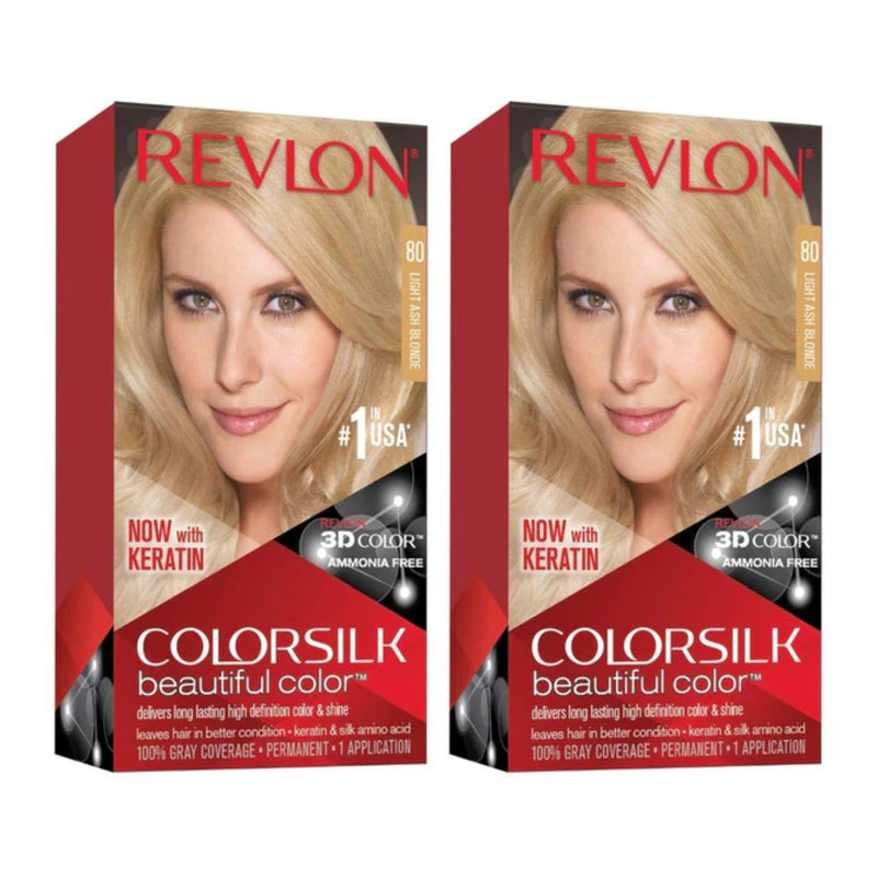 Revlon ColorSilk Hair Color - 80 Light Ash Blonde (Pack of 2)