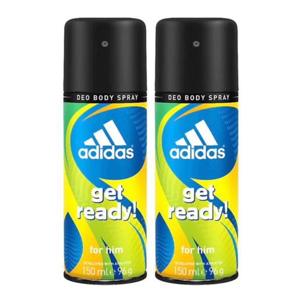 Adidas Get Ready For Him Deodorant Body Spray, 150ml (Pack of 2)