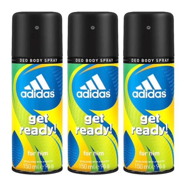 Adidas Get Ready For Him Deodorant Body Spray, 150ml (Pack of 3)
