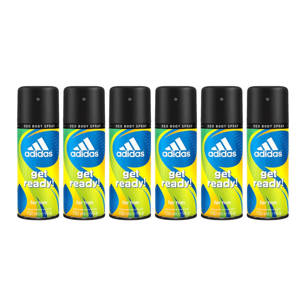 Adidas Get Ready For Him Deodorant Body Spray, 150ml (Pack of 6)