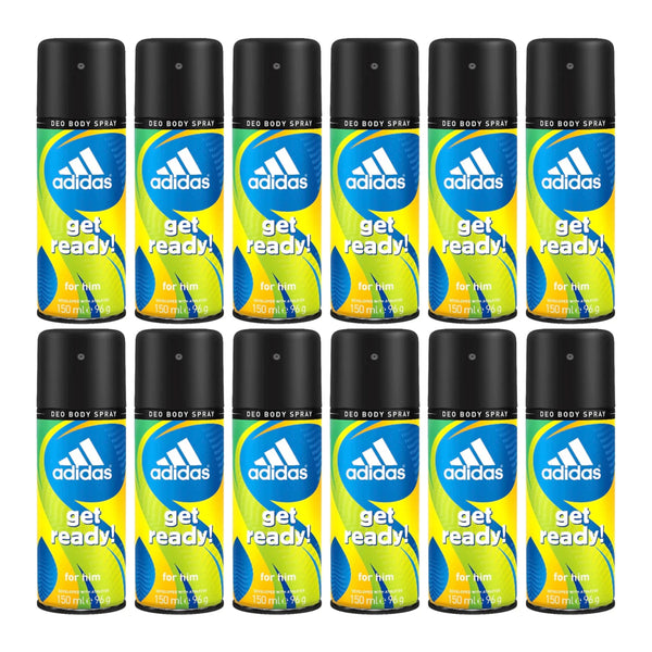Adidas Get Ready For Him Deodorant Body Spray, 150ml (Pack of 12)