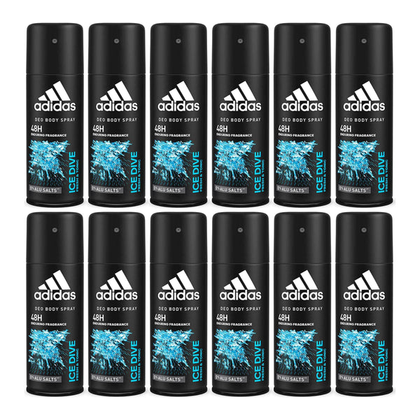 Adidas Ice Dive Fresh & Tonic Deodorant Body Spray, 150ml (Pack of 12)