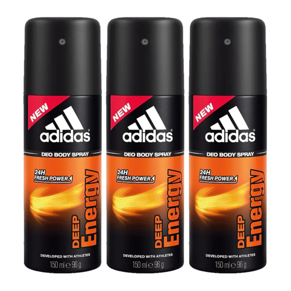 Adidas Deep Energy Deodorant Body Spray, 150ml (Pack of 3)