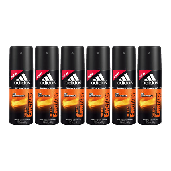 Adidas Deep Energy Deodorant Body Spray, 150ml (Pack of 6)