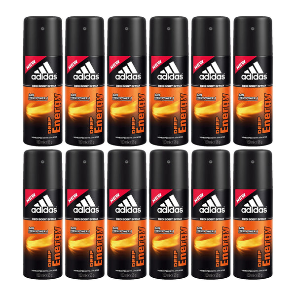 Adidas Deep Energy Deodorant Body Spray, 150ml (Pack of 12)