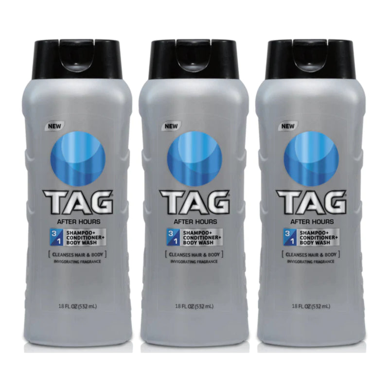 Tag Sport Fearless Shampoo, Conditioner, Body Wash, 18oz. (Pack of 3)