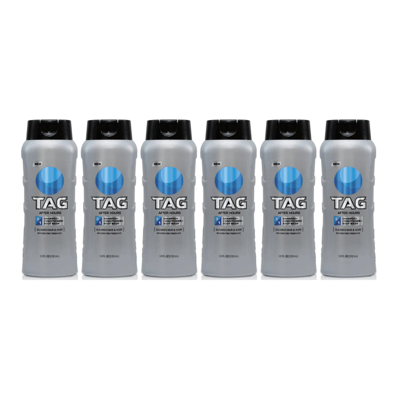 Tag Sport Fearless Shampoo, Conditioner, Body Wash, 18oz. (Pack of 6)