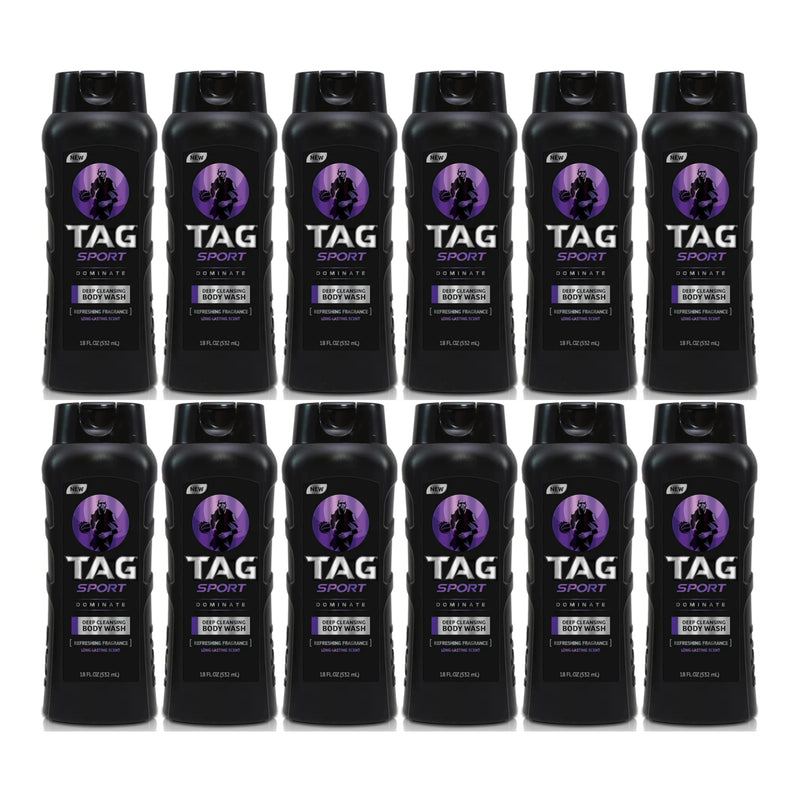 Tag Sport Dominate Deep Cleaning Body Wash, 18oz (532ml) (Pack of 12)