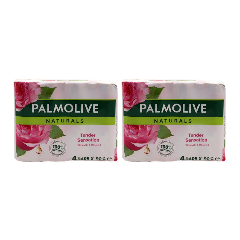 Palmolive Tender Sensation Milk & Rose Oil Soap, 4ct 360g (Pack of 2)