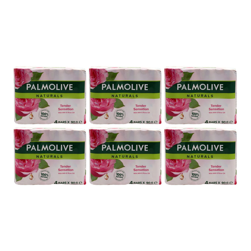 Palmolive Tender Sensation Milk & Rose Oil Soap, 4ct 360g (Pack of 6)