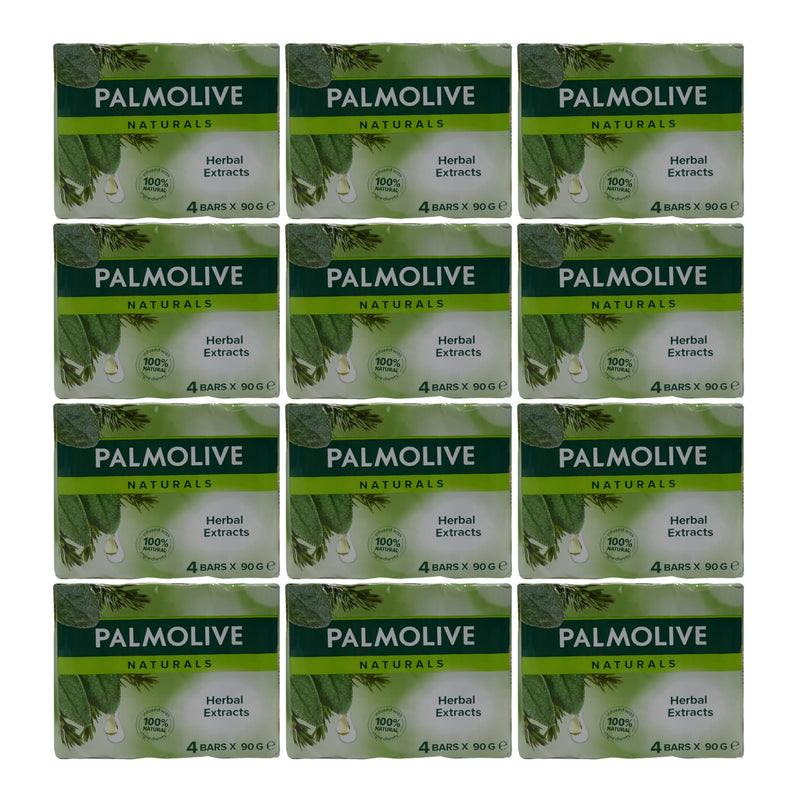 Palmolive Naturals Herbal Extracts Soap Bars, 4ct. 360g (Pack of 12)