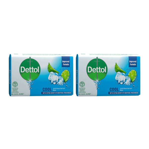 Dettol Cool Antibacterial Soap Bar, 3.5oz (100g) (Pack of 2)