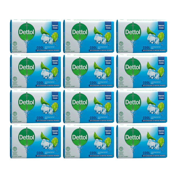 Dettol Cool Antibacterial Soap Bar, 3.5oz (100g) (Pack of 12)