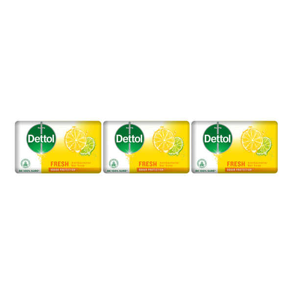 Dettol Fresh Antibacterial Soap Bar, 3.5oz (100g) (Pack of 3)