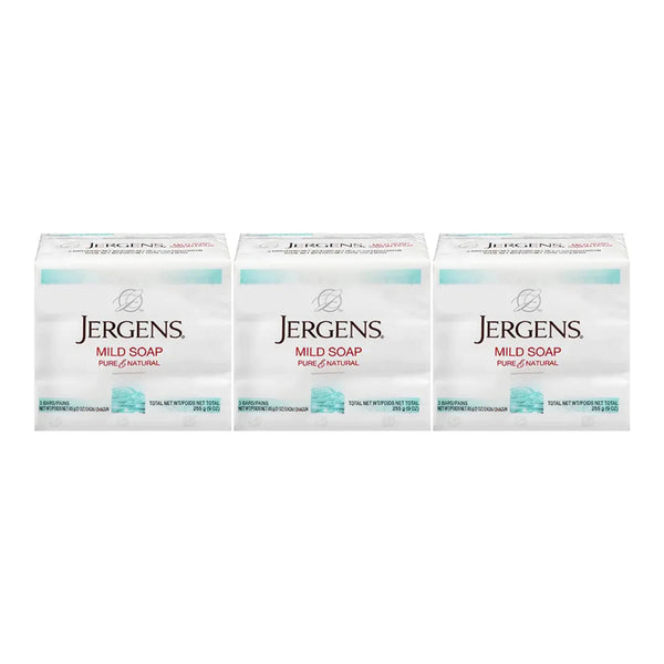 Jergens Mild Bar Soap Pure & Natural, 3 Pack 9.0oz. (Pack of 3)