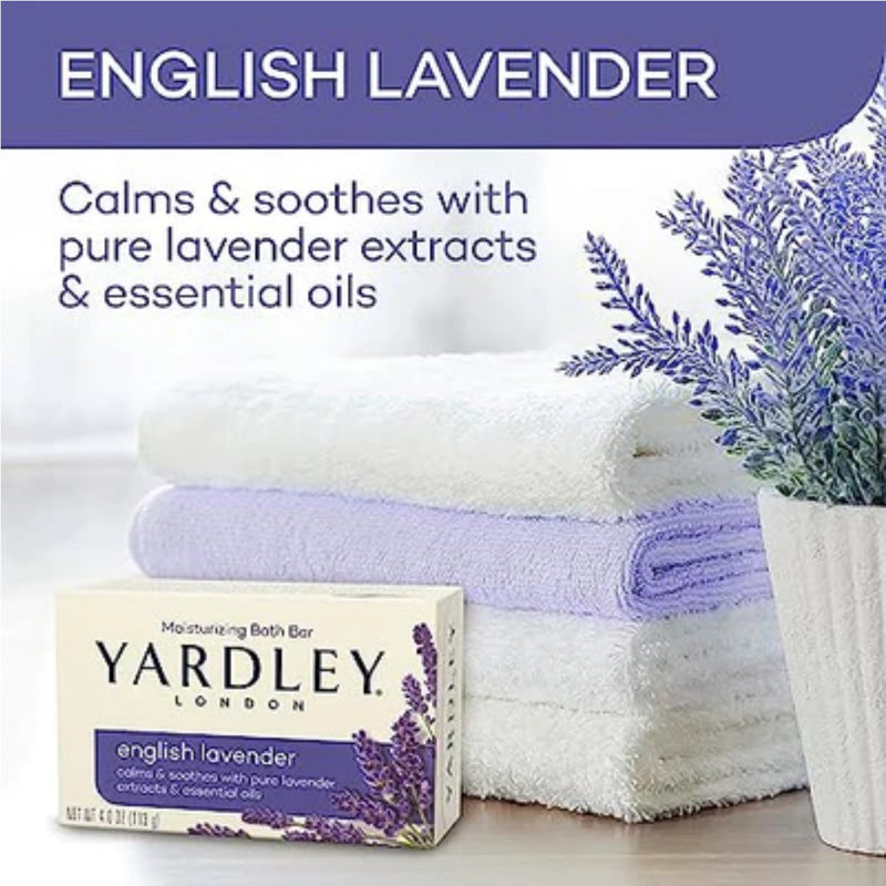 Yardley London English Lavender Moisturizing Bath Bar Soap, 4.0 oz. (Pack of 2)