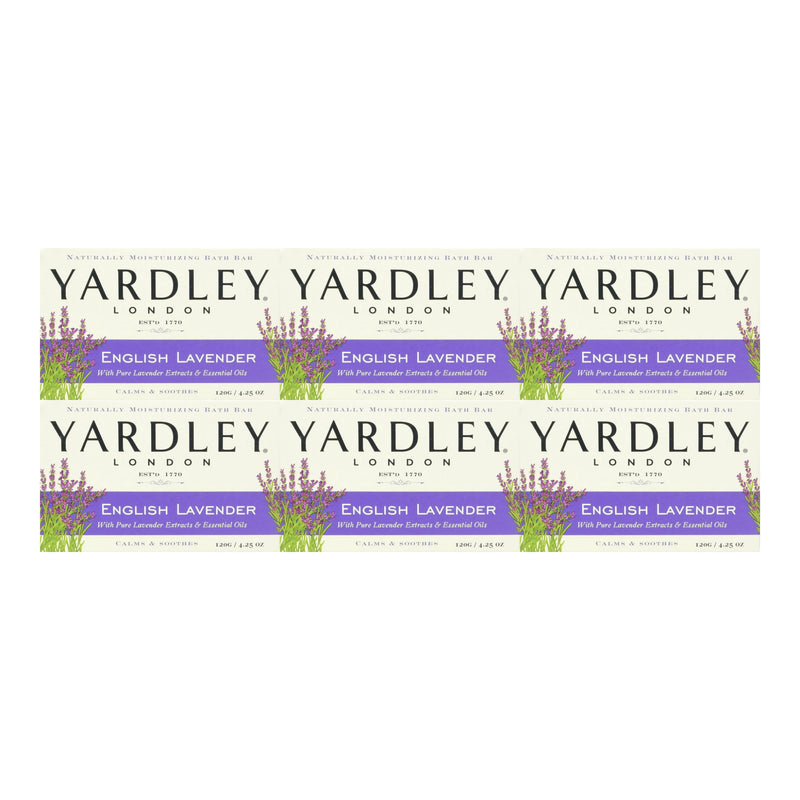 Yardley London English Lavender Moisturizing Bath Bar Soap, 4.0 oz. (Pack of 6)