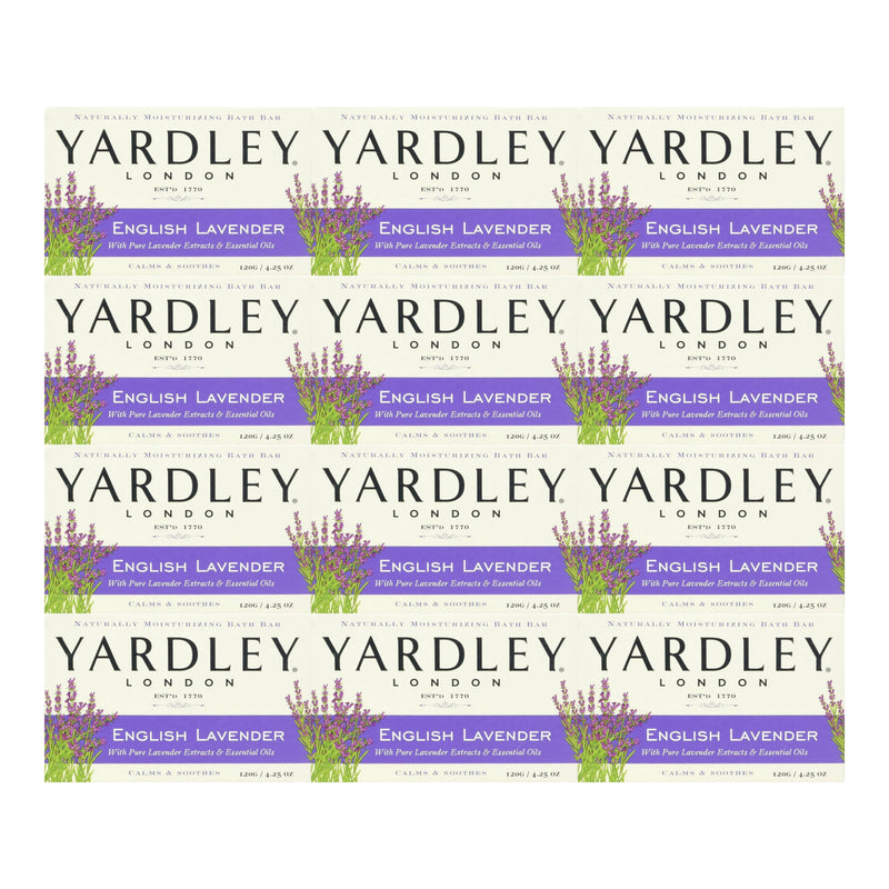 Yardley London English Lavender Moisturizing Bath Bar Soap, 4.0 oz. (Pack of 12)
