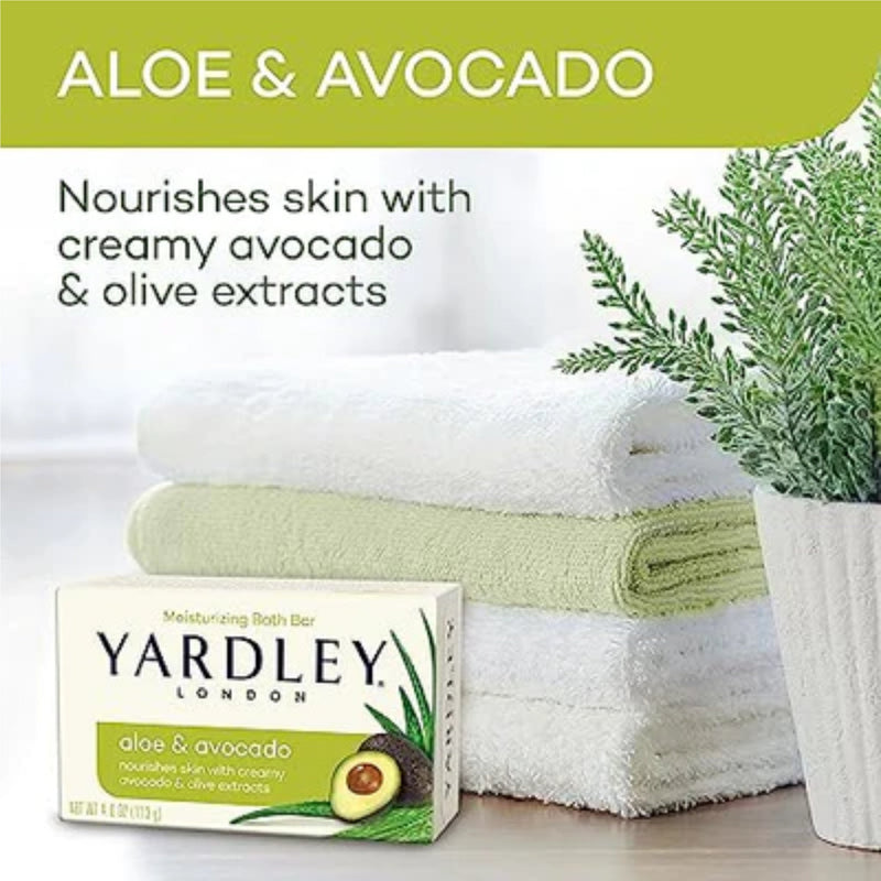 Yardley London Aloe & Avocado Moisturizing Bath Bar Soap, 4.0 oz. (Pack of 3)