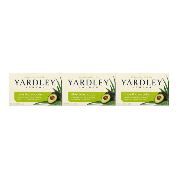 Yardley London Aloe & Avocado Moisturizing Bath Bar Soap, 4.0 oz. (Pack of 3)