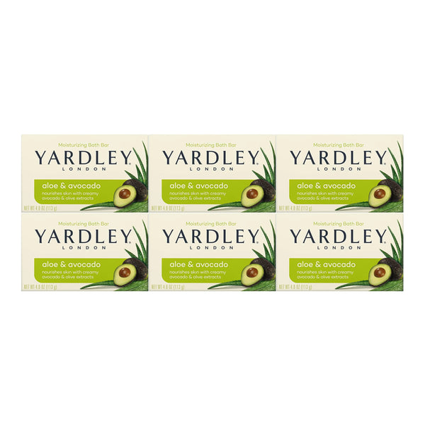 Yardley London Aloe & Avocado Moisturizing Bath Bar Soap, 4.0 oz. (Pack of 6)
