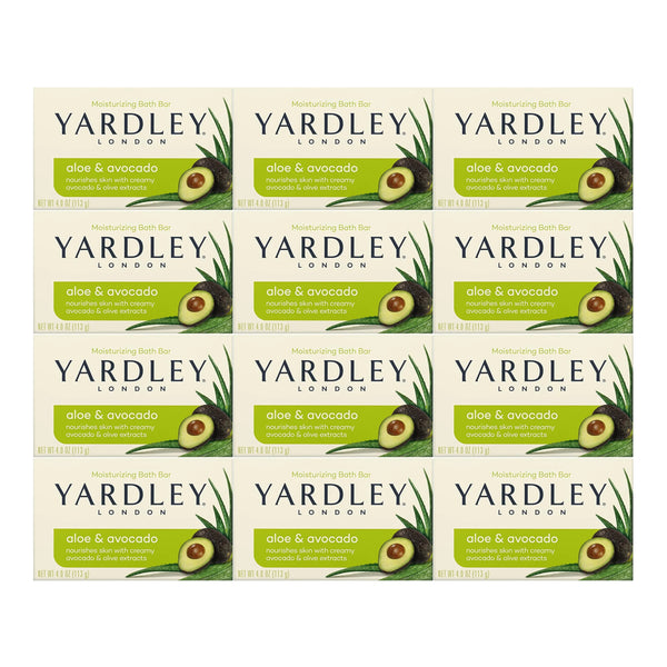Yardley London Aloe & Avocado Moisturizing Bath Bar Soap, 4.0 oz. (Pack of 12)
