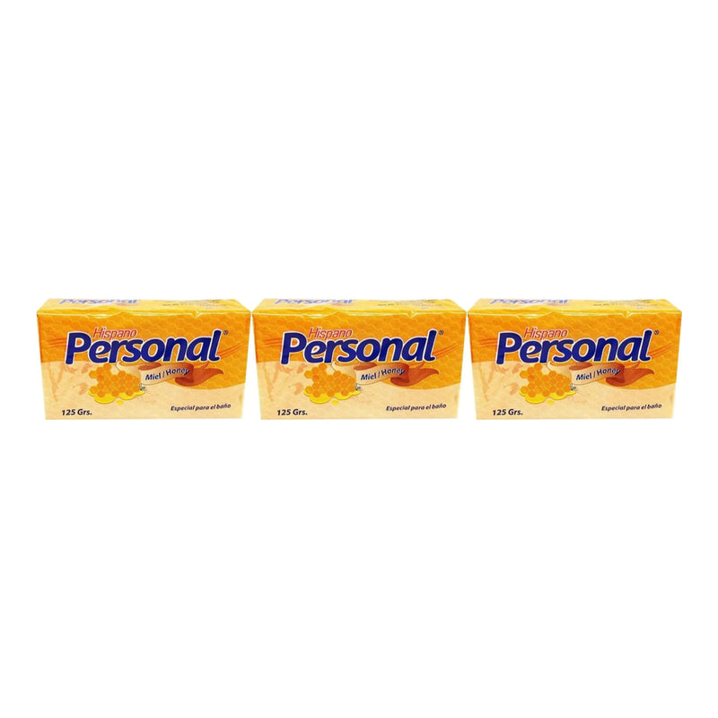 Hispano Personal Miel / Honey Bar Soap, 125g (Pack of 3)