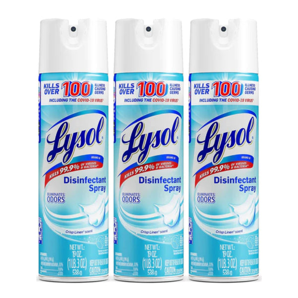 Lysol Disinfectant Spray - Crisp Linen Scent, 19oz. (Pack of 3)