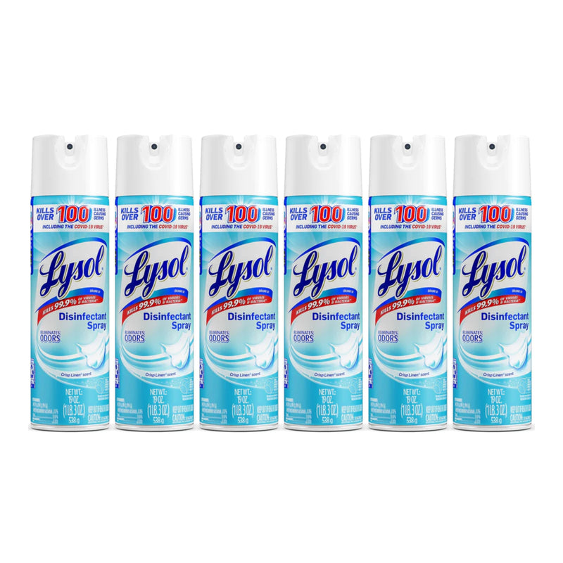 Lysol Disinfectant Spray - Crisp Linen Scent, 19oz. (Pack of 6)
