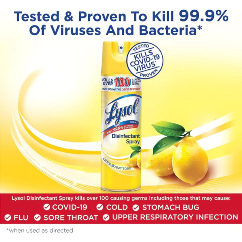 Lysol Disinfectant Spray - Lemon Breeze Scent, 19oz. (Pack of 3)