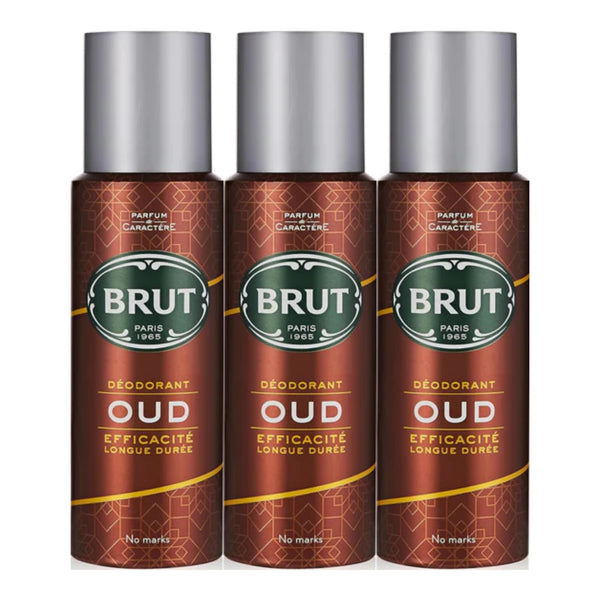 Brut Oud Deodorant Spray Efficacite Longue Duree, 200ml (Pack of 3)