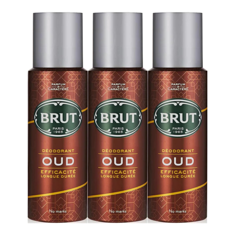 Brut Oud Deodorant Spray Efficacite Longue Duree, 200ml (Pack of 3)