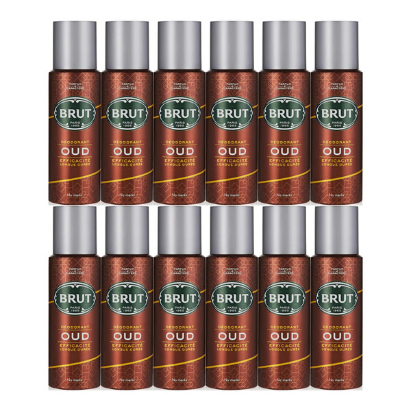 Brut Oud Deodorant Spray Efficacite Longue Duree, 200ml (Pack of 12)