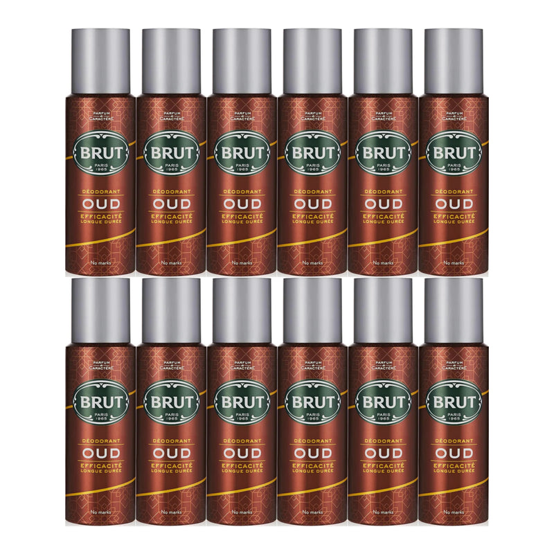 Brut Oud Deodorant Spray Efficacite Longue Duree, 200ml (Pack of 12)