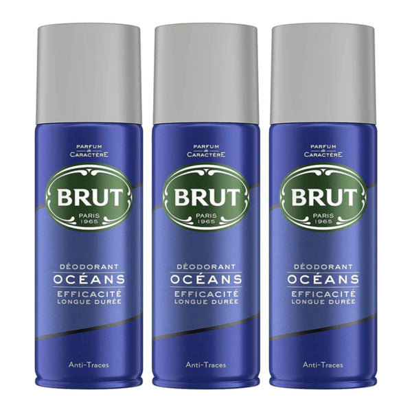 Brut Oceans Deodorant Spray Efficacite Longue Duree, 200ml (Pack of 3)