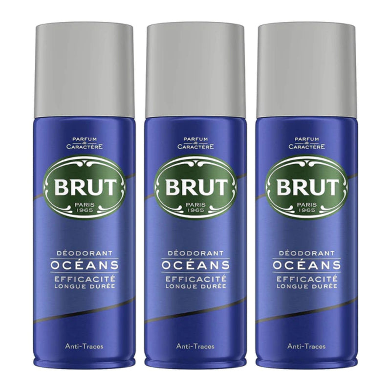 Brut Oceans Deodorant Spray Efficacite Longue Duree, 200ml (Pack of 3)