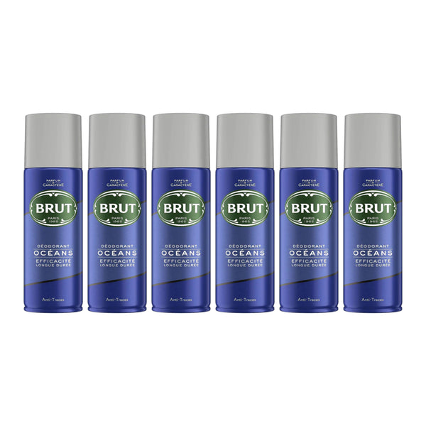 Brut Oceans Deodorant Spray Efficacite Longue Duree, 200ml (Pack of 6)