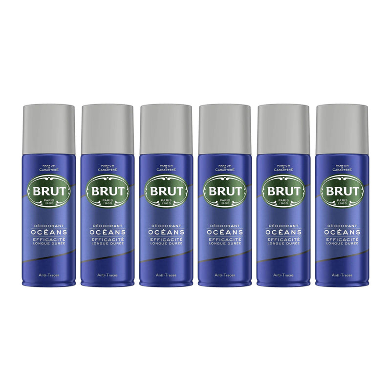 Brut Oceans Deodorant Spray Efficacite Longue Duree, 200ml (Pack of 6)