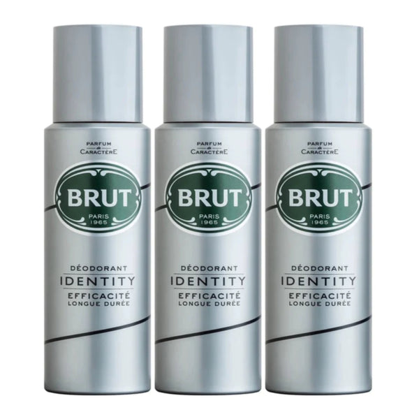 Brut Identity Deodorant Spray Efficacite Longue Duree, 200ml (Pack of 3)