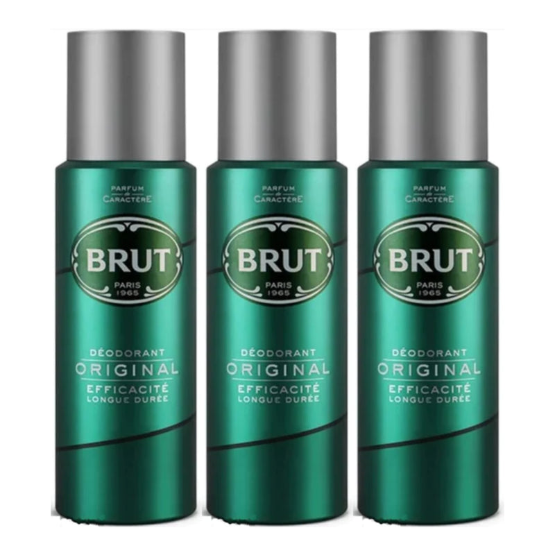 Brut Original Deodorant Spray Efficacite Longue Duree, 200ml (Pack of 3)