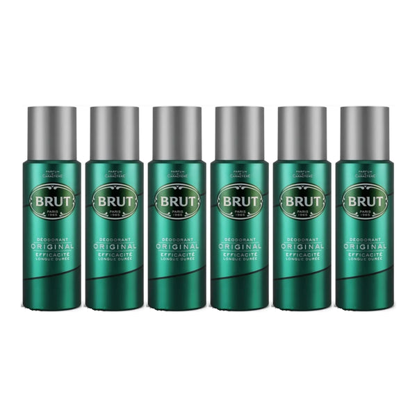 Brut Original Deodorant Spray Efficacite Longue Duree, 200ml (Pack of 6)