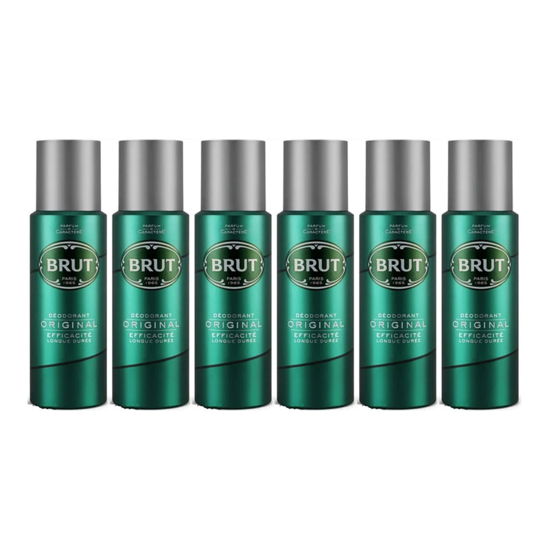 Brut Original Deodorant Spray Efficacite Longue Duree, 200ml (Pack of 6)