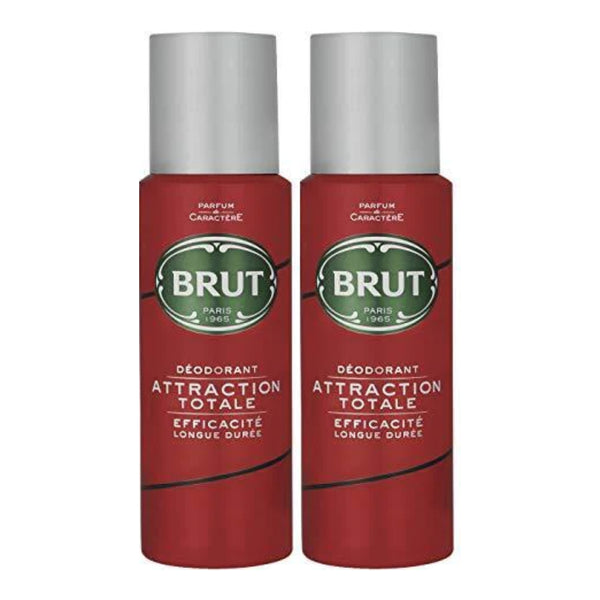 Brut Attraction Totale Deodorant Spray Efficacite Longue Duree 200ml (Pack of 2)